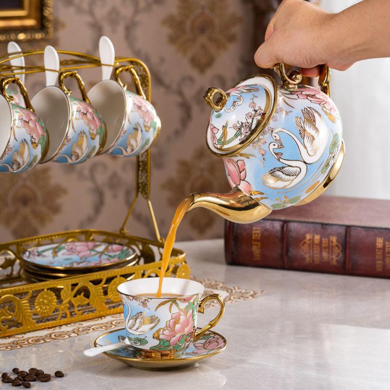 Ceramic Coffee Set With Phnom Penh Coffee Cup Light Luxury Afternoon Teacup Household High-Value Flower Teacup