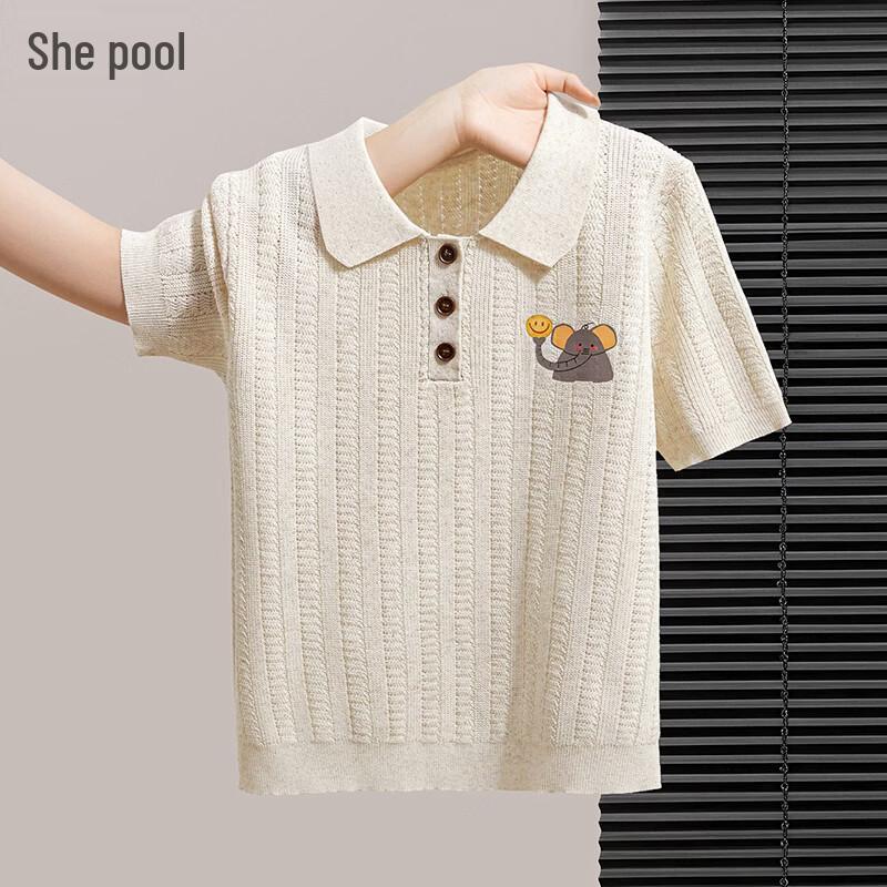 Женская вязаная рубашка-поло Shechi с принтом из лиоцелла и льна S