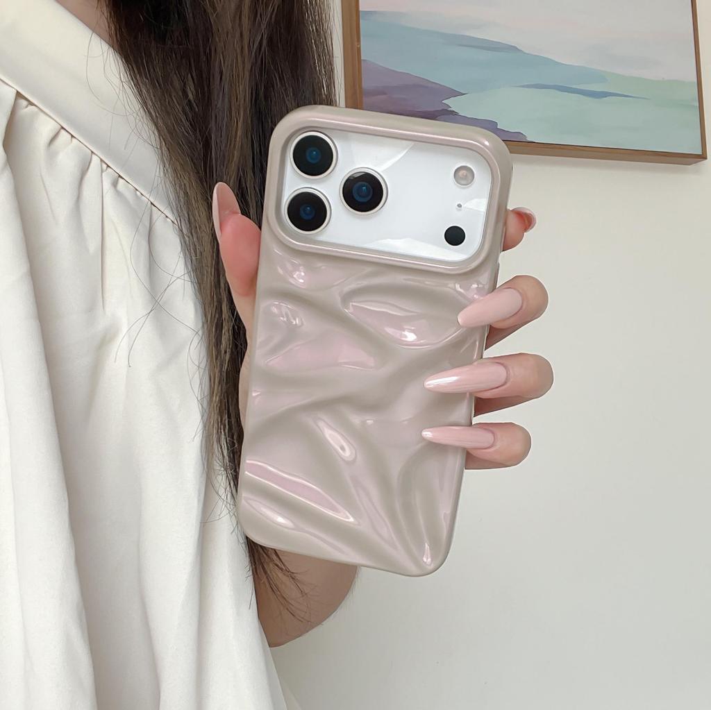 Duha s 3D plisovanou texturou, měkký kryt proti pádu pro modely iPhone 17 Pro Max a 14/15/16