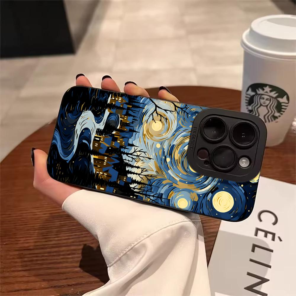 Artistic Stars Night Phone Case For iPhone 16 14 15 7 8 Plus XS XR X For iPhone 17 16 15 14 13 12 11 Pro Max Protective Funda