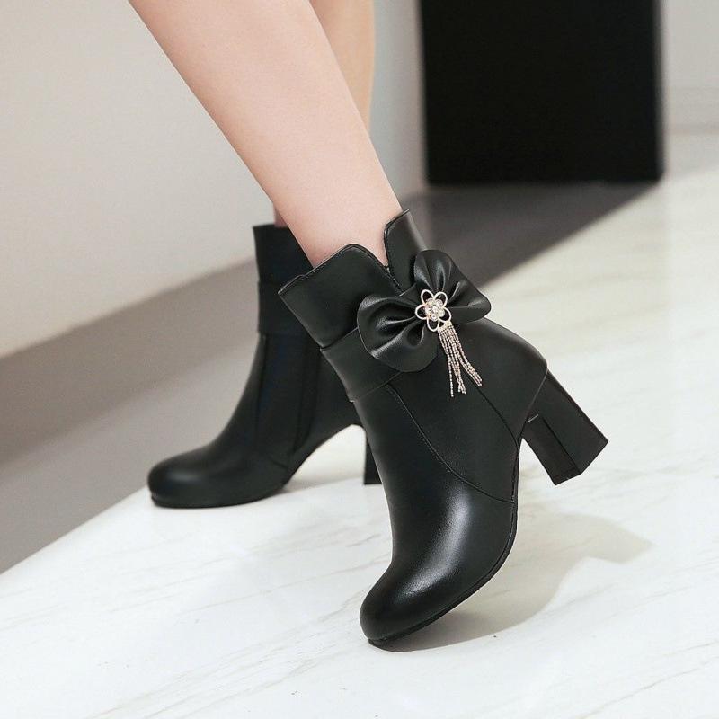 2024 Autumn/Winter Side Zipper Chunky Heel Women's Ankle Boots – Versatile High Heel Martin Boots