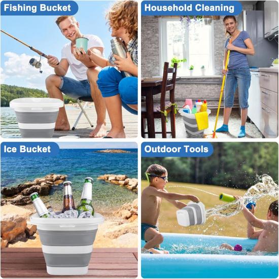 Car Wash Bucket 5L, Collapsible Bucket For Cleaning Supplies, Folding Mop Buckets Water Storage Containers For Camping Gardening Finishing Beach