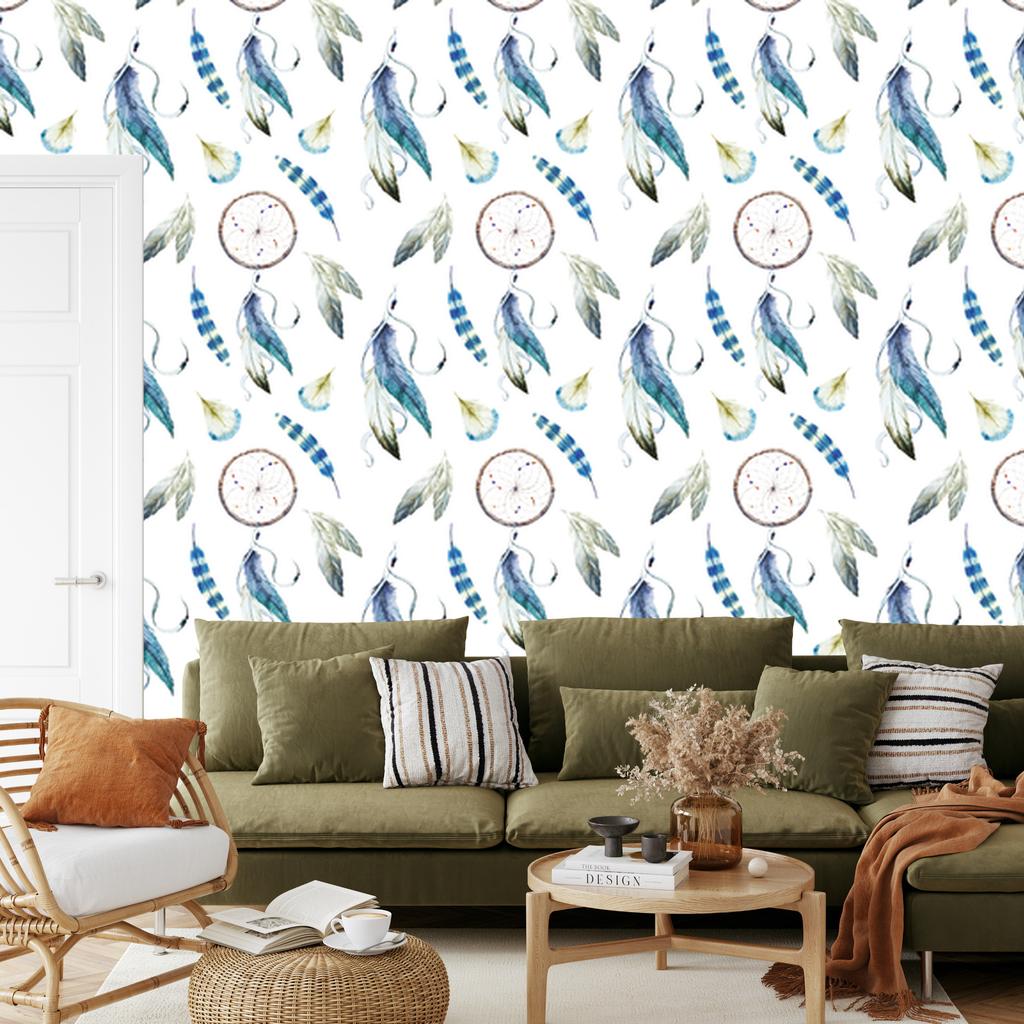 Feather Dreamcatchers Wallpaper for Living Room and Bedroom 50x1000