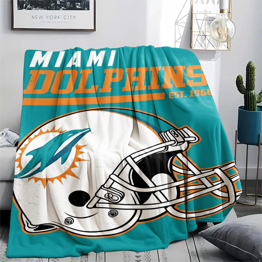 Miami Dolphins Print Flannel Blanket High Quality Warm Comfortable Cover for All Seasons Perfect for Gifts Home Decor