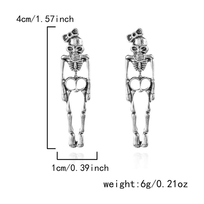 New Asymmetric Skull Skeleton Drop Earrings for Women Girls Vintage White Ghost Dangle Earring Halloween Party Jewelry Accessory