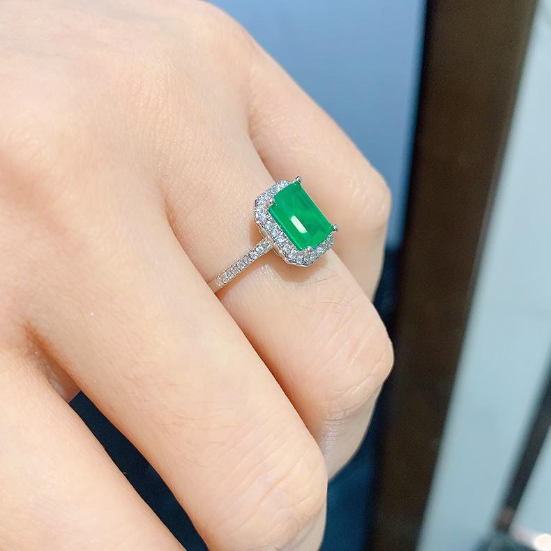 Cross Border Simulation Paraiba Pink Ring Socialite Emerald Square Jewelry