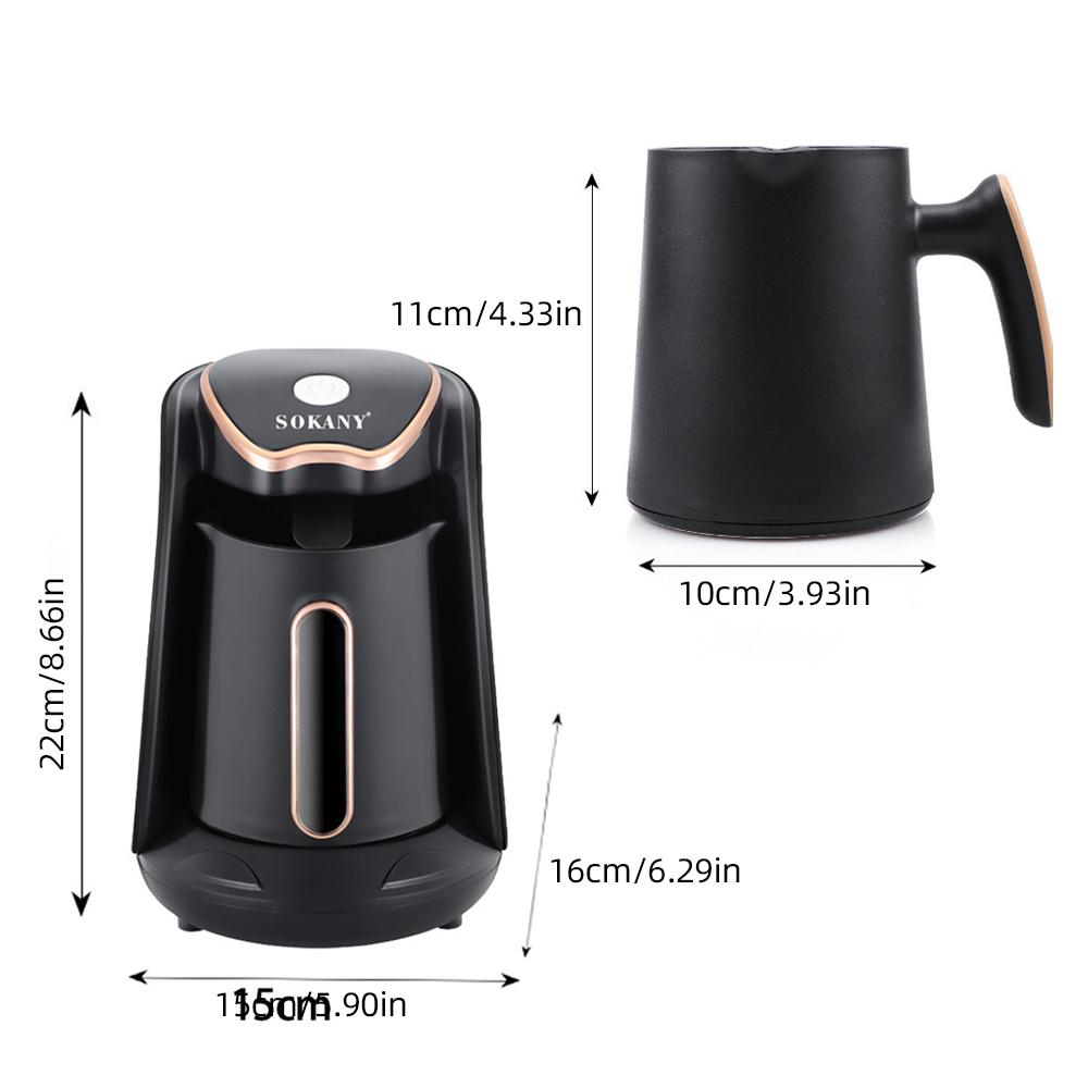 SOKANY Máquina Cafetera Eléctrica para Café Turco con Cafetera de 250ml para 1 Taza Cafetera Espresso para una Sola Porción Calefacción de 600W