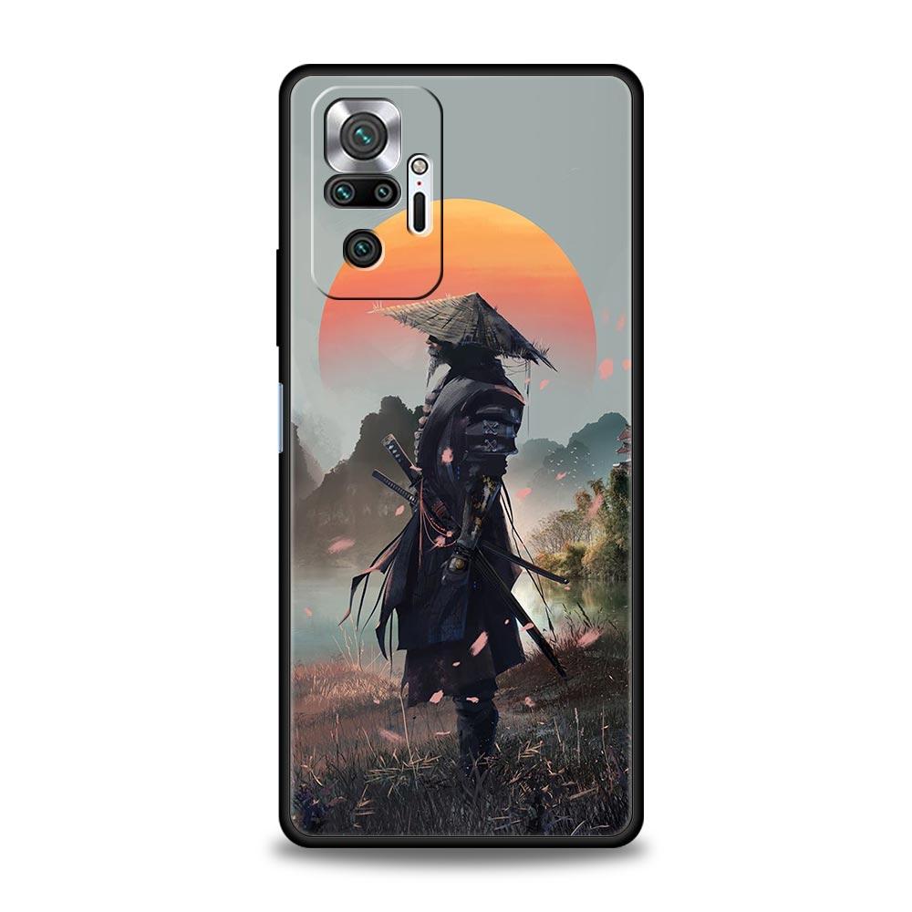 Japanese Bushido Samurai For Xiaomi Redmi Note 12 5G Phone Case 10C 10 11 9 8 Pro Plus 9S 7 8T 9T 9A 8A 9C K50 K40 Gaming Cover