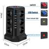 European Standard Power Strip: 3-Layer, 12 Sockets, USB, Extension Cord, Multi-Hole Plug Board