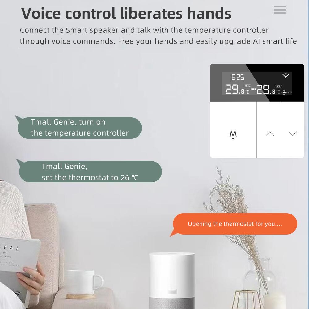 Tuya WiFi Elektrischer Temperaturregler 220V Intelligenter Fußbodenheizungs-Thermostat Sprach-Fernbedienung Digitales Thermostat für Zuhause