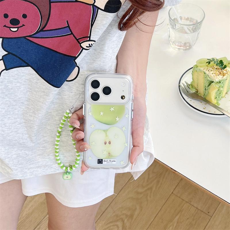 High-End Green Apple Chain Case for iPhone 17, 16 Pro Max, 15, 14
