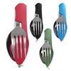 Outdoor Portable Folding Cutlery Heavy Duty Metal Travel Picnic Hiking Backpacking Multifunctional Detachable Fork Spoon Fruit Cutter Collapsible