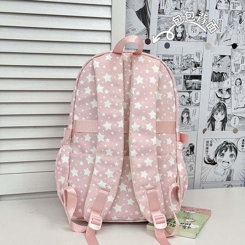 Schoolbag new Korean version ins high value, fresh, sweet and cute star bar pain bag women's lightweight large-capacity backpack
