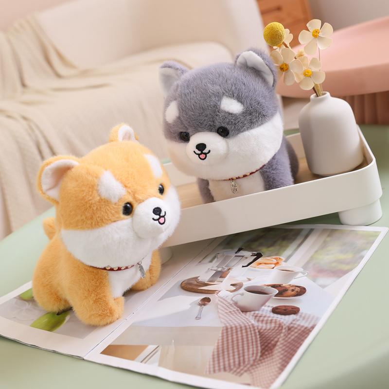 Søt fluffy Shiba Inu hund plysjleke Adorable kosedyr Valp plysjdukker Kawaii myke barneleker for jenter gutter BarnGaver