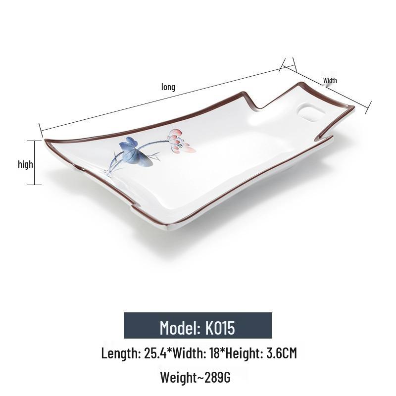 Melamine Rectangular Imitation Porcelain Plate for Sushi, BBQ, Cold Dishes - Commercial Use.