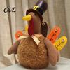 Plush Turkey Toy for Thanksgiving, Harvest Festival Fall Stuffed Decorative with Pilgrim Hat, Plushie Table Centerpiece Decoration Decor