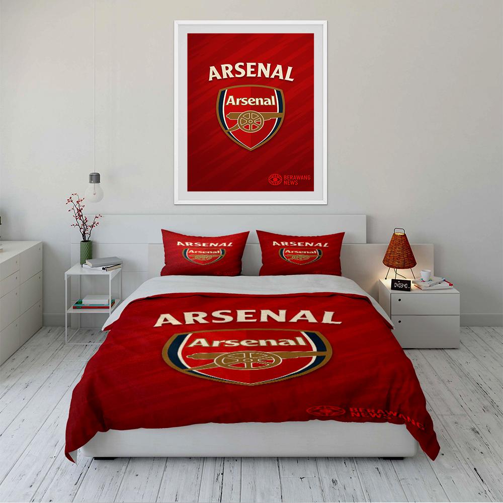 Ensemble de literie logo Arsenal rouge Ensemble de housse de couette Housse de couette Taies d'oreiller Décoration de la maison (1 * Housse de couette 2 * Taies d'oreiller, sans couette)