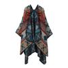 Boho Knit Shawl Women Men Lightweight Warm Wrap Scarf Fall Winter Ethnic Patterned Cape