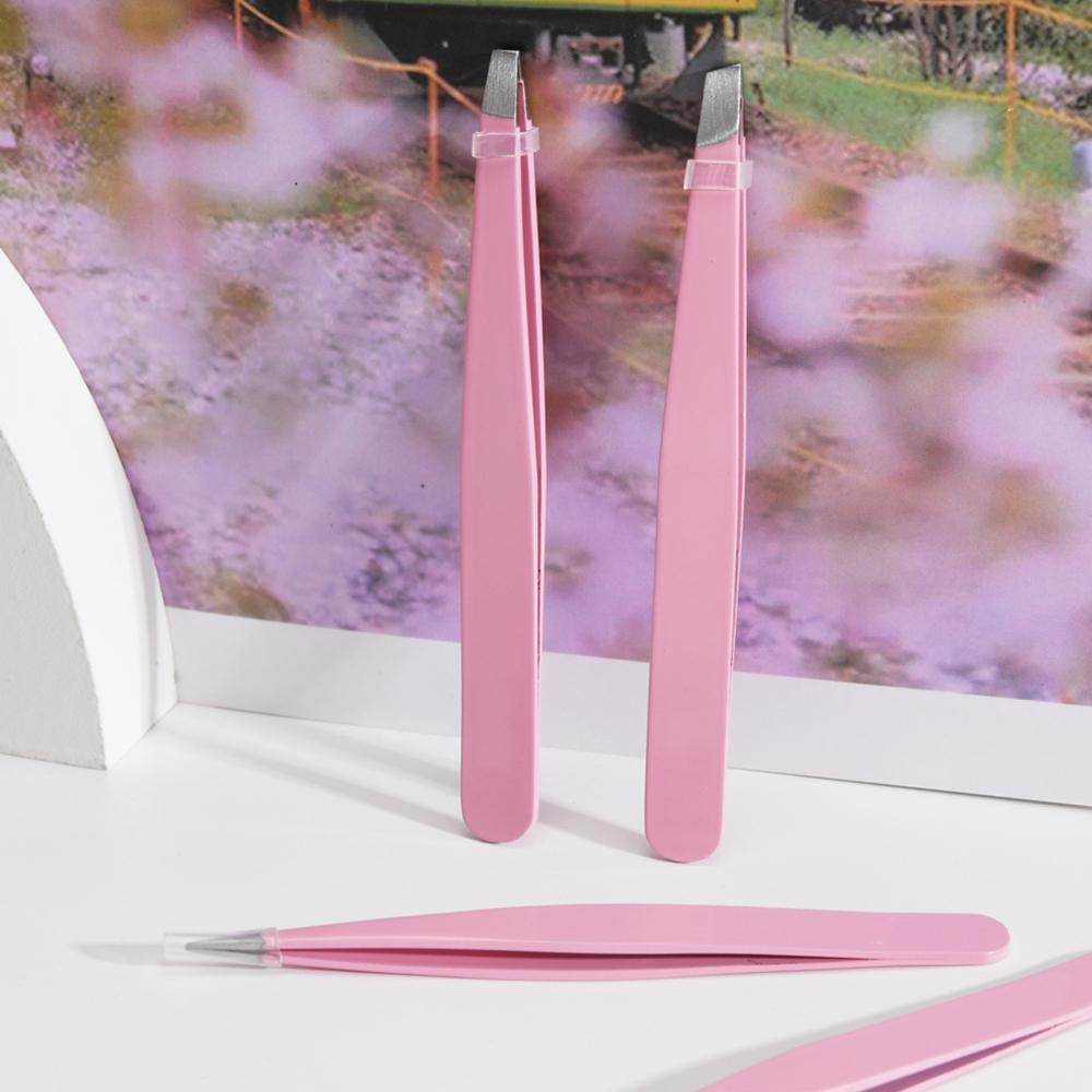 Eyebrow Tweezers Set with Storage Case 4PCS Daily Beauty Tools for Eyebrow Makeup & Hair Removal Stainless Steel Eye