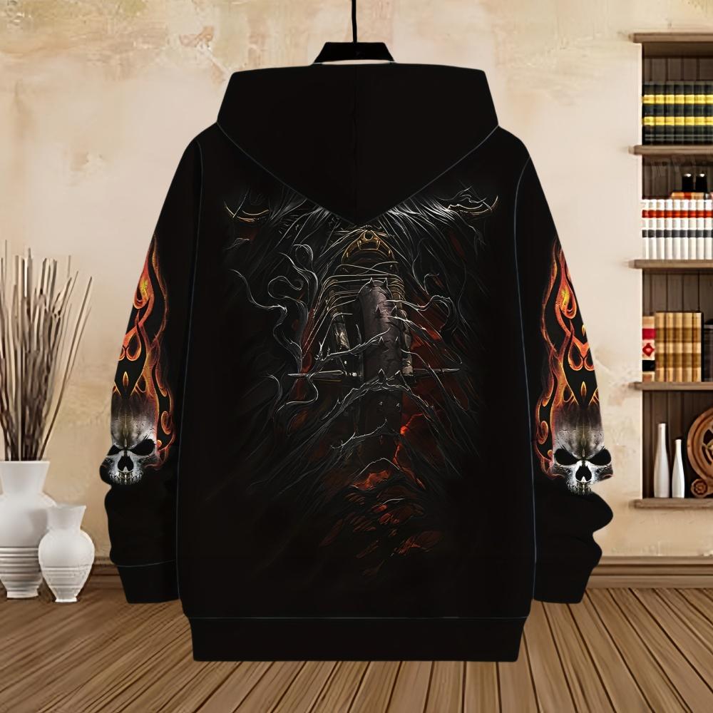 Men's Hoodie Skull Design Hoodies 3D Print Horror Graphic Tops Fall Harajuku Long Sleeve Kangaroo Pocket Hoodie for Men Clothes