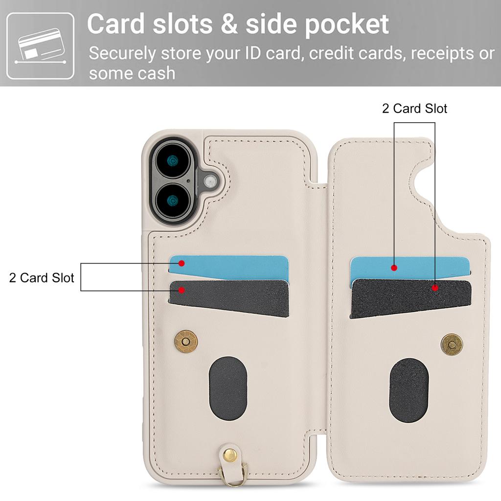 SY-001 Für iPhone 16 Hülle Kartenfächer Lederbeschichtetes TPU Blume Handyhülle