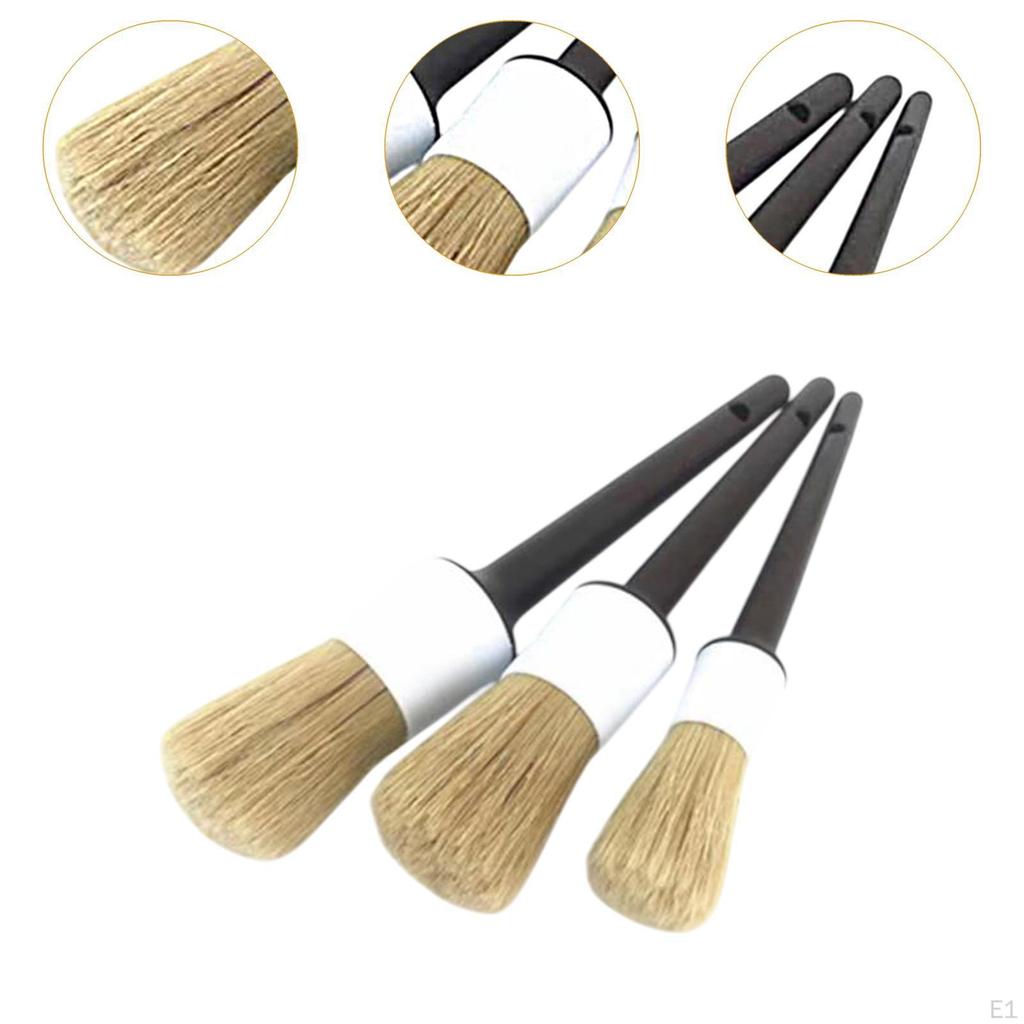 3x Car Detailing Brush Set Multipurpose Auto Automotive Cleaning Brushes for Air Vent Vehicle Wheels