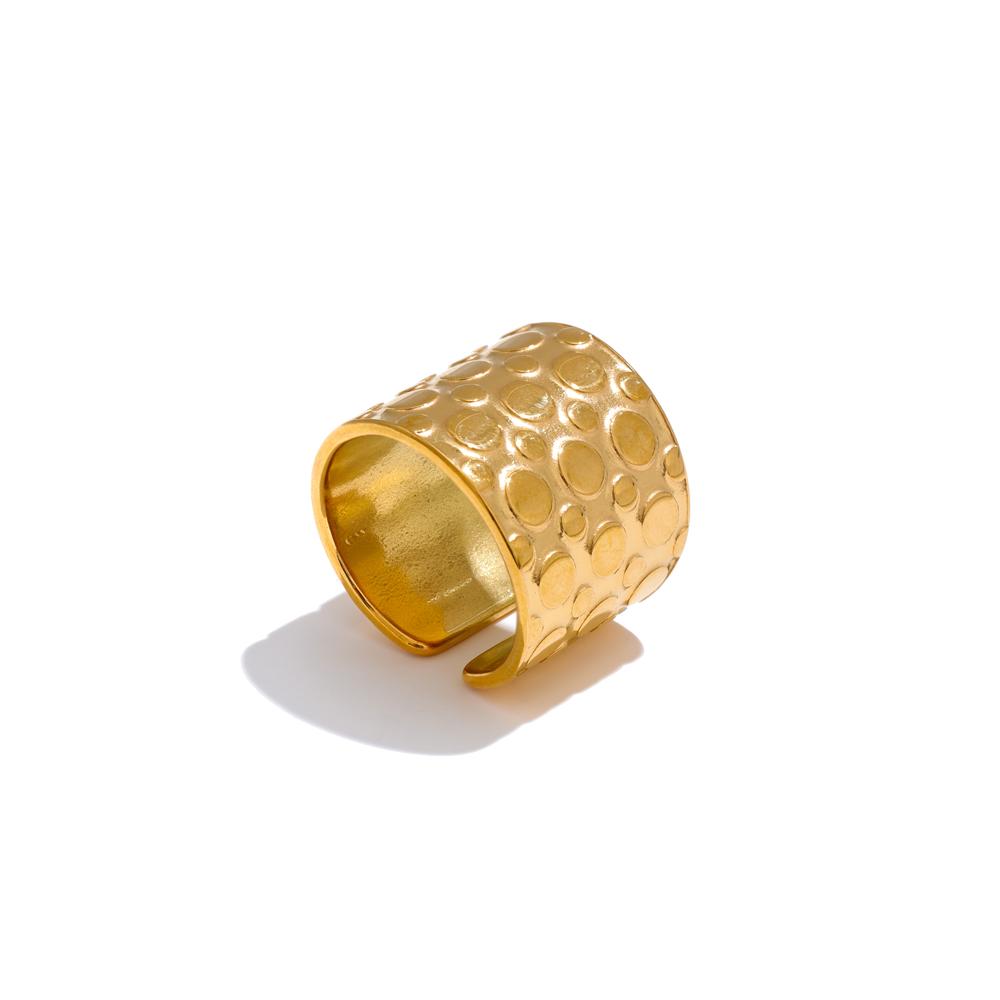 

Yhpup 678# Popular Stainless Steel Metal Geometric Open Wide Ring for Women 18K Gold Color PVD Plated Vintage Fashion Jewelry 6