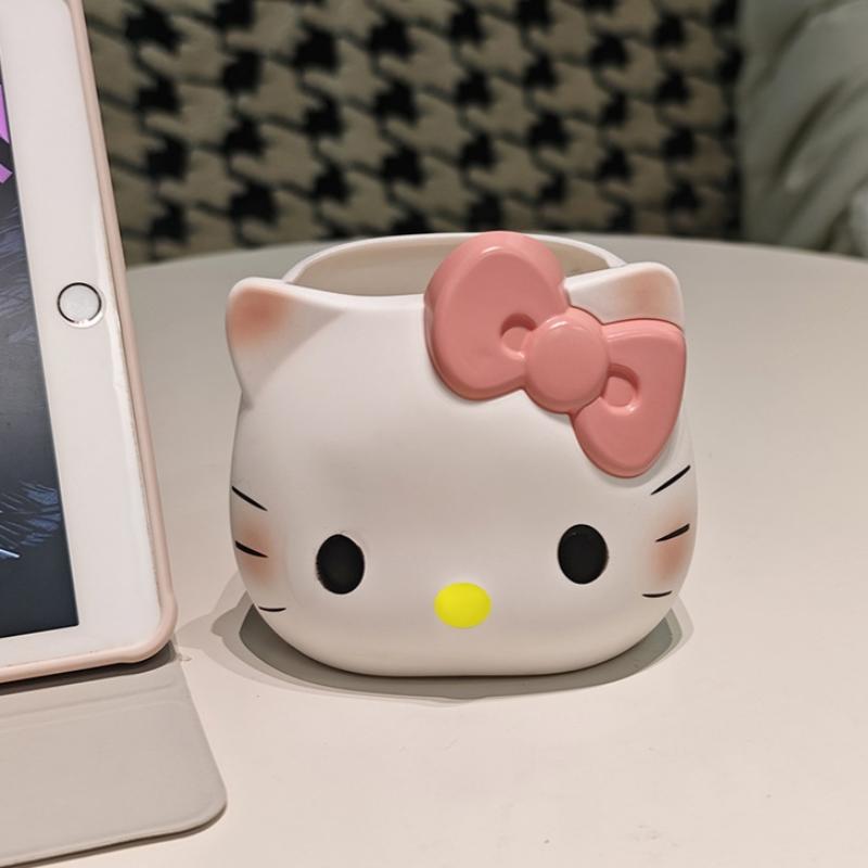 Милый мультяшный держатель для ручек Sanrio Hello Kitty, Кавайный студенческий пенал, Канцелярские принадлежности, Ведерко для кистей для макияжа, Настольный ящик для хранения gray