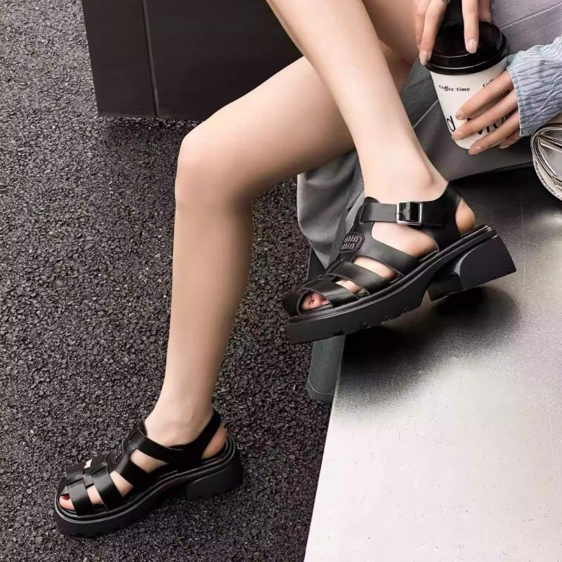 ~ Sieviešu vasaras jaunas retro pītas ikdienas dobas cūkkāju pludmales sandales ar biezu zoli