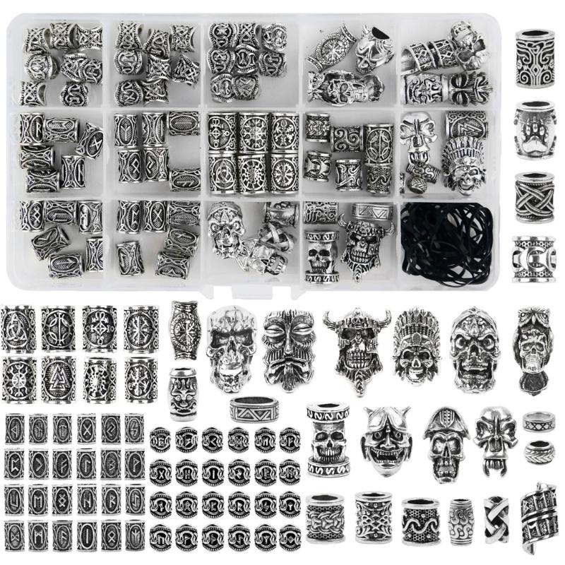 

112pcs Skull Alloy Set For Crafts And Collector Alloy Rings Dirty Braids Unique Designs Adding Charm Costume Adornments 1