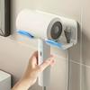 1-Piece Wall-Mounted Hair Dryer Organizer - Sleek White Plastic Corner Holder for Bathrooms and Homes.
