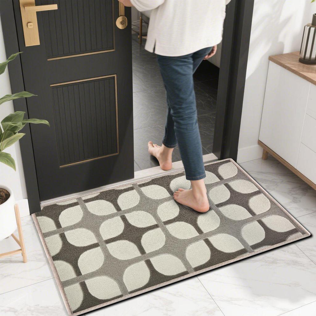 Abstract Living Room Dirt Resistant Carpet Anti Slip Entrance Door Mat Easy To Maintain Floor Mat