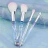 4-Piece Crystal Handle Makeup Brush Set: Eyeshadow, Foundation, Powder, Contour, and Eyebrow Brushes.