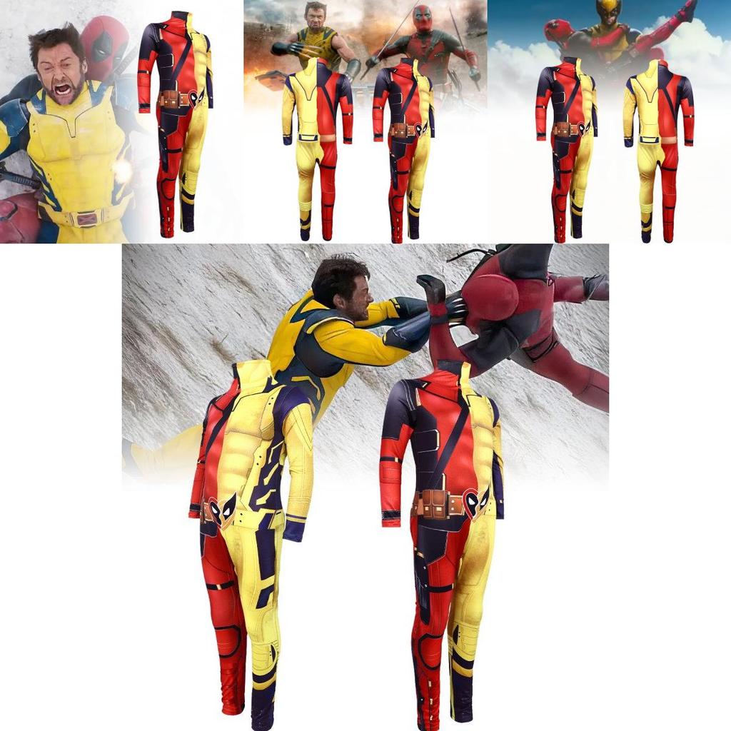 Deadpool Wolverine 3d Cosplay Costume For Men Comfortable Stretchy Spandex Suit
