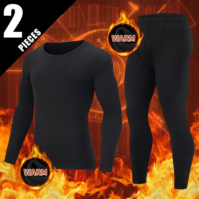 

Мужской Осенне-Зимний Черный Круглый Вырез Удобный и Универсальный Теплый Комплект Нижнего Белья Большого Размера Спортивная и Фитнес Базовая Рубашка S