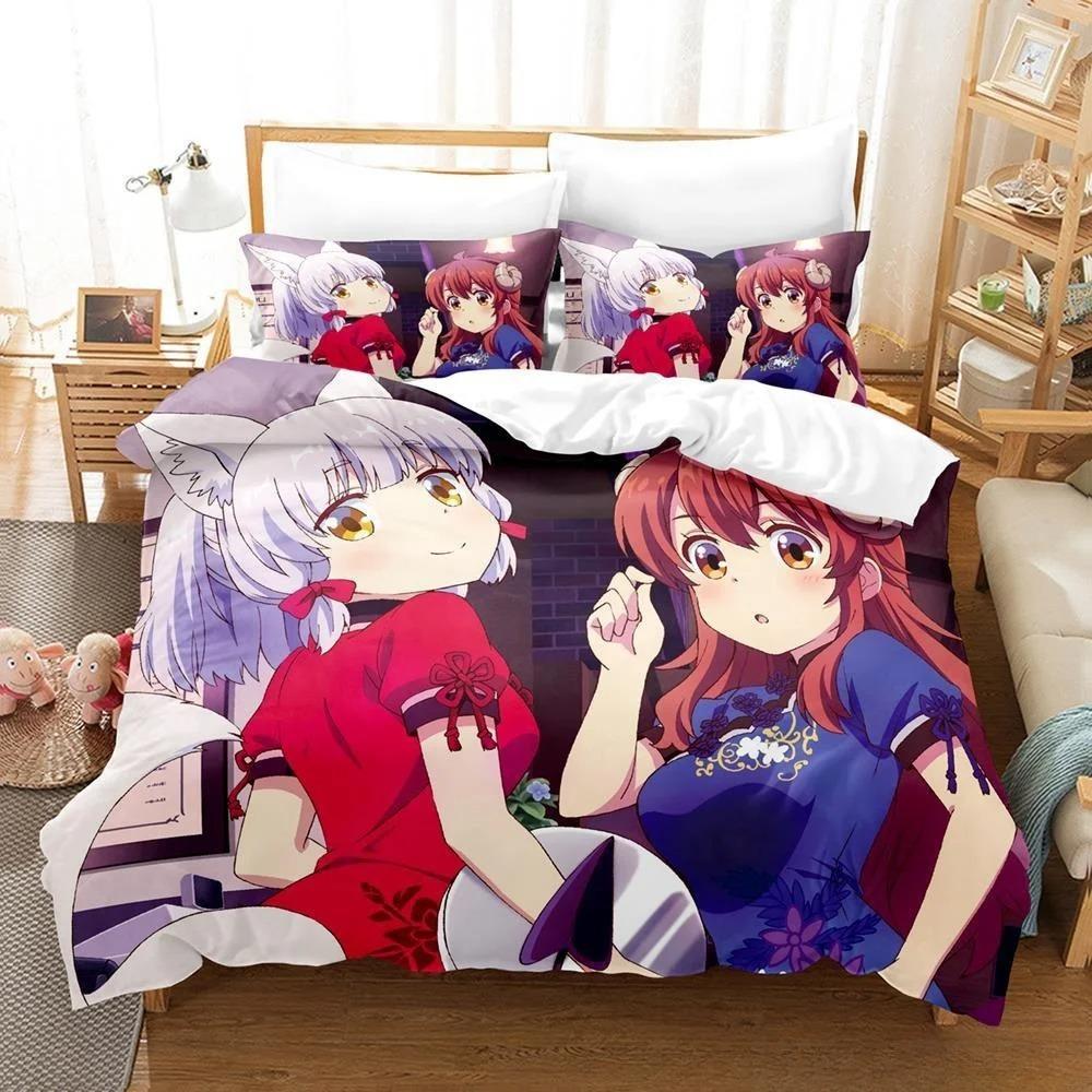 New Anime Girls The Demon Girl Next Door Bedding Set Single Twin Full Queen King Size Bed Set Adult Kid Bedroom Duvet cover Sets