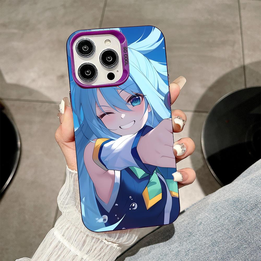 Konosuba Aqua Purple Translucent Mobile Phone Case for iPhone 17 16 15 14 13 12 11 X XR XS Air Pro Max Plus Colorful Cover