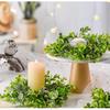 Candle Rings 3" Center Eucalyptus Candle Ring Artificial Mini Wreath Pillar Candle Holder Twig Spring Candle Wreaths for LED Candles Birthday Wedding