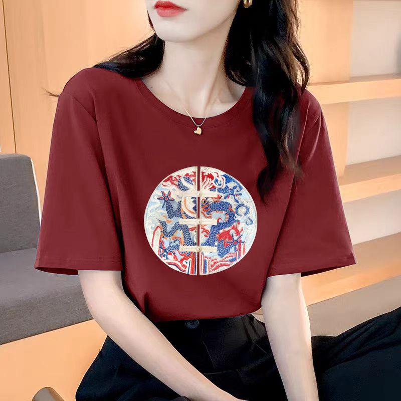 VEZFAA Damenmode Casual Sommer Frühling Kurzarm O-Ausschnitt Blusen & Hemden