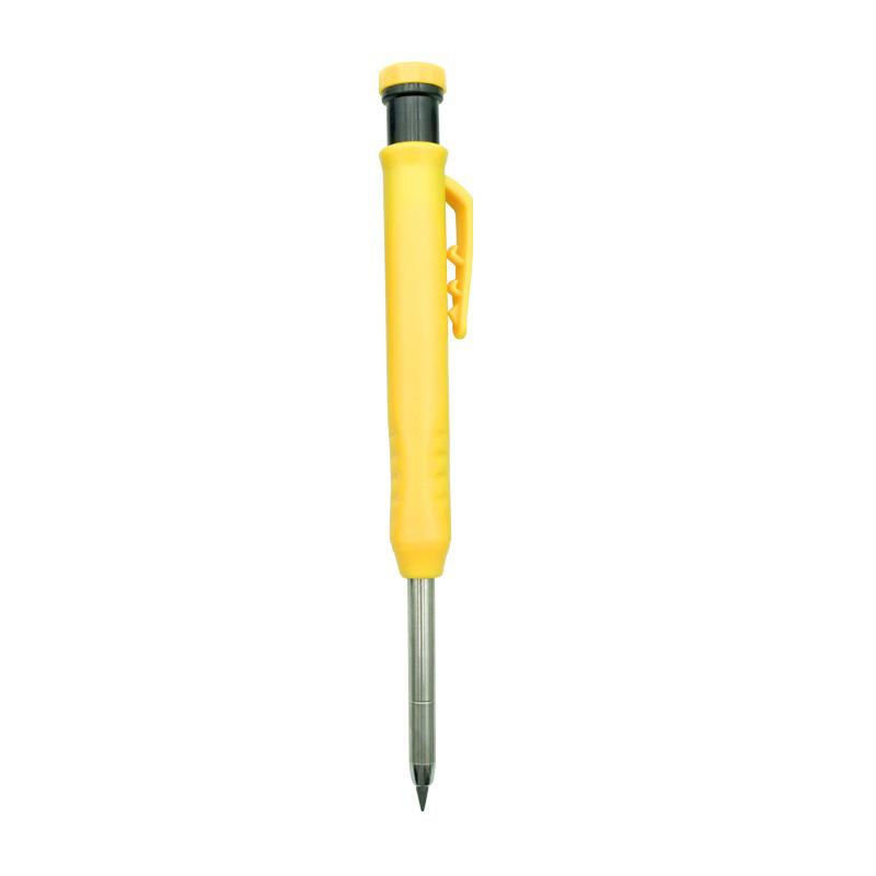 Metal Deep Hole Woodworking Pencil with Quick-Drying Graphite Lead and Push-Button Design
