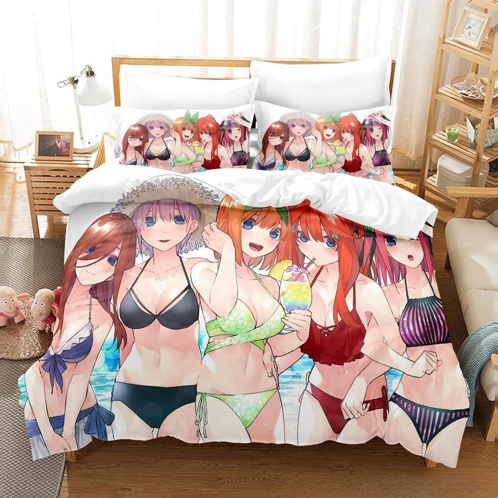Anime Kawaii Girls The Quintessential Quintuplets Bedding Set Cartoon Anime three-piece Set Adult Kid Bedroom Duvet Cover Sets