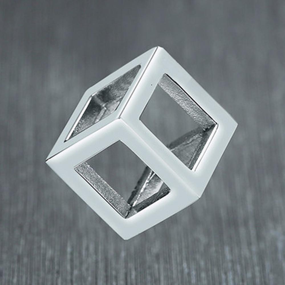 Punk Hollow Cube Pendient Necklaces for Men Women Unisex Stainless Steel Square Charm Jewelry Necklace Geometric Collier Fashion