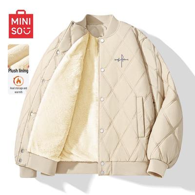 Men's Winter Fleece-Lined Baseball Collar Padded Jacket