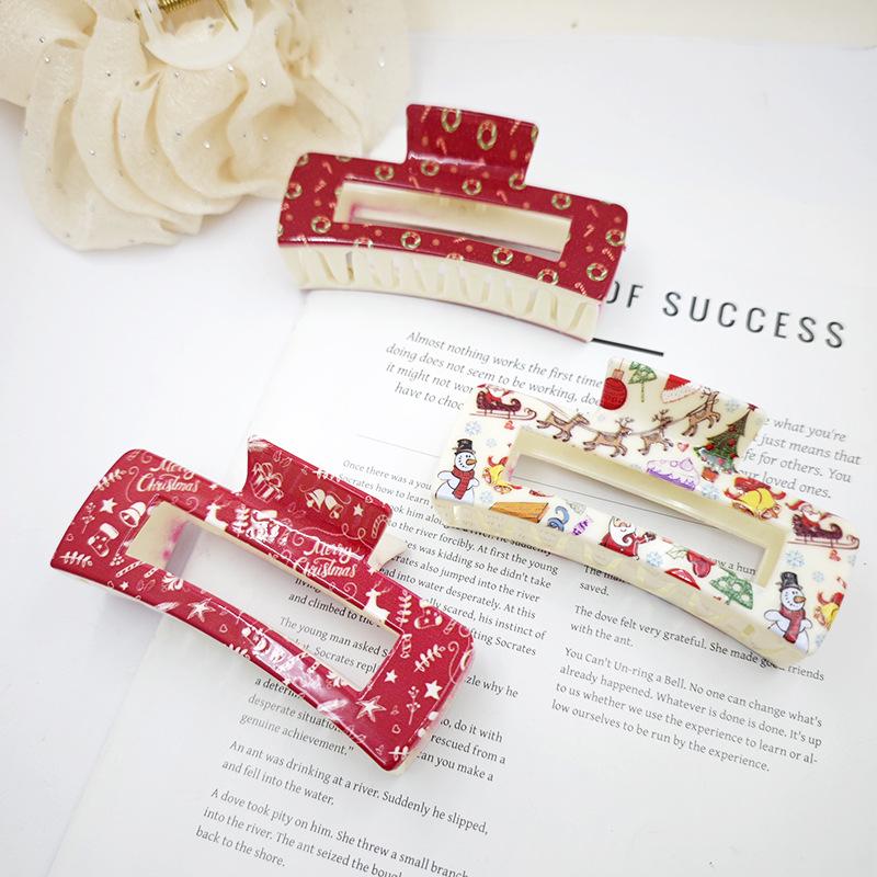 UV Printed Christmas Hair Clips - Stylish Updo Claw Clips for Women's Hair