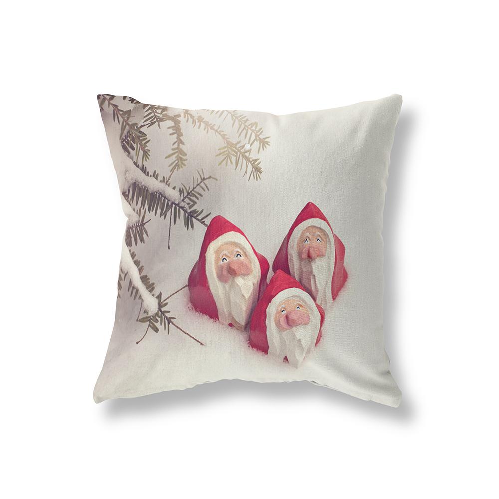 Merry Christmas Cute Snowman Print Pattern Polyester Cushion Cover Home Living Room Sofa Decoration Square Pillow Pillow Cover
