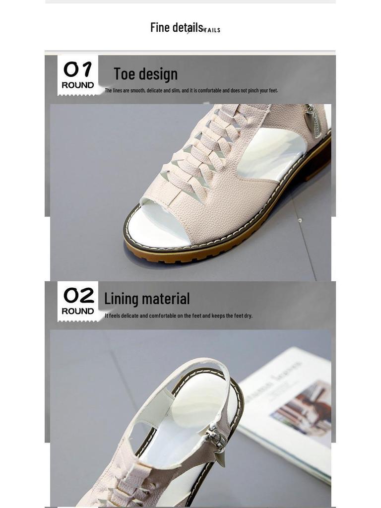 Plus Size Women's Peep Toe Sandals - Chunky, Flat, and Mid Heel Options with Tendon Sole & Side Zipper for Summer.