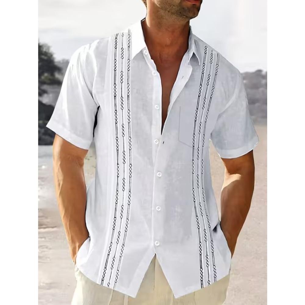 Men's Simple Pattern 3D Print Shirt Button Up Shirt Casual Shirt Summer Shirt Short Sleeve Daily Vacation Clothing