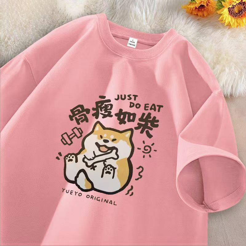 Cotton Round Neck Short Sleeve T-shirt Women's Spring and Fall Printing Loose T-shirt