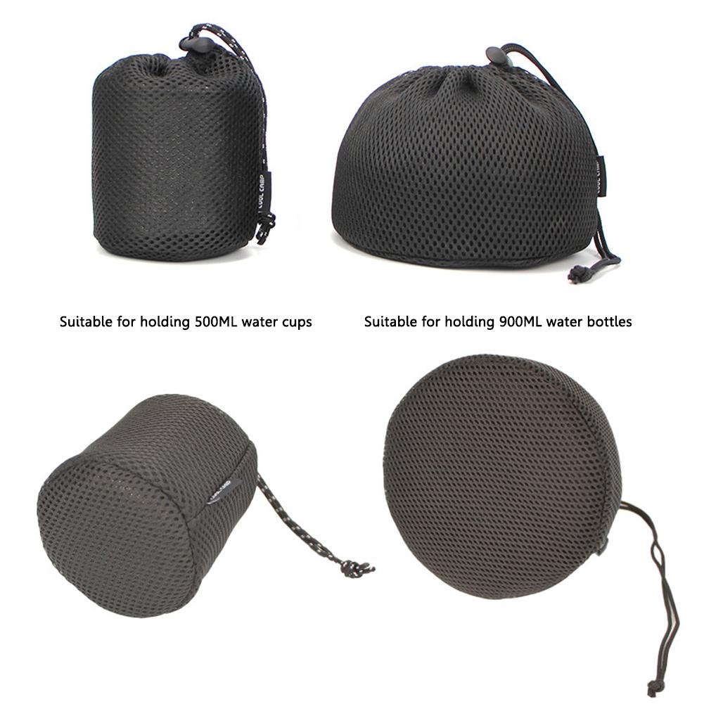 Outdoor Camping Storage Protective Bags Portable Picnic Cookware Mesh Bag Drawstring Pocket BBQ Water Cups Tableware Organizer