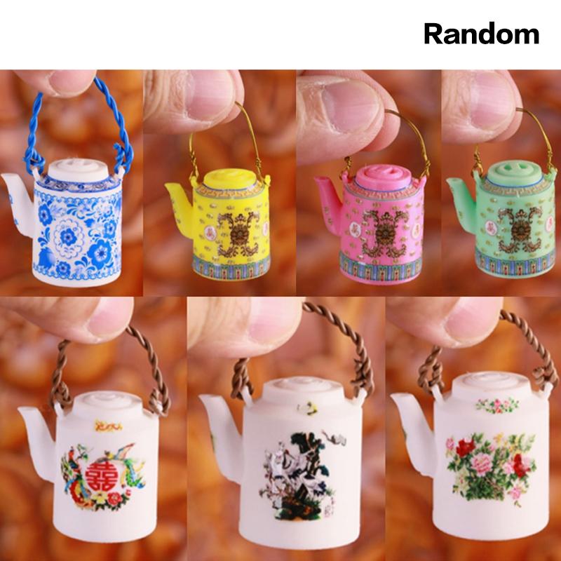 Dollhouse Chinese Nostalgic Scene Alloy Enamel Cup Warm Kettle Wash Basin Pot With Handle Miniature Model For Doll Accessories